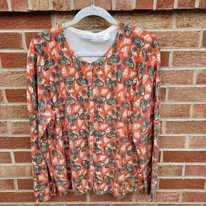 Lizgolf Button Up Cardigan Sweater Women's Size XL Golf Theme